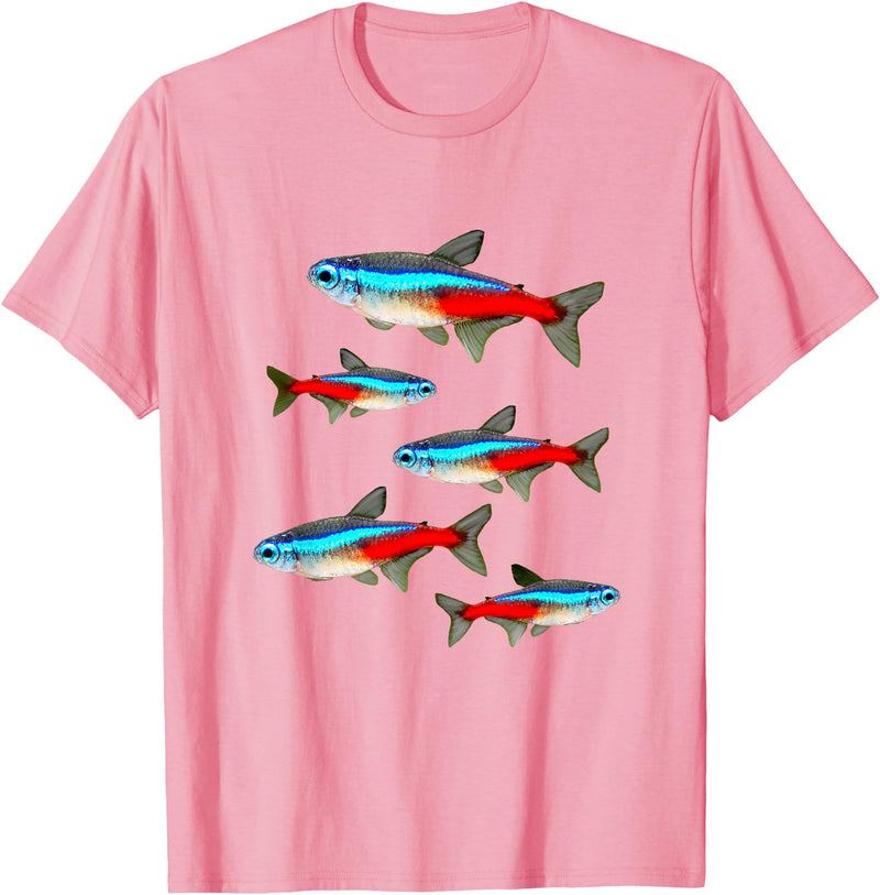 Neon Tetras Aquarium Tees Neon Tetras Aquarium Schooling Fish Tank Lovers T-Shirt - Pink