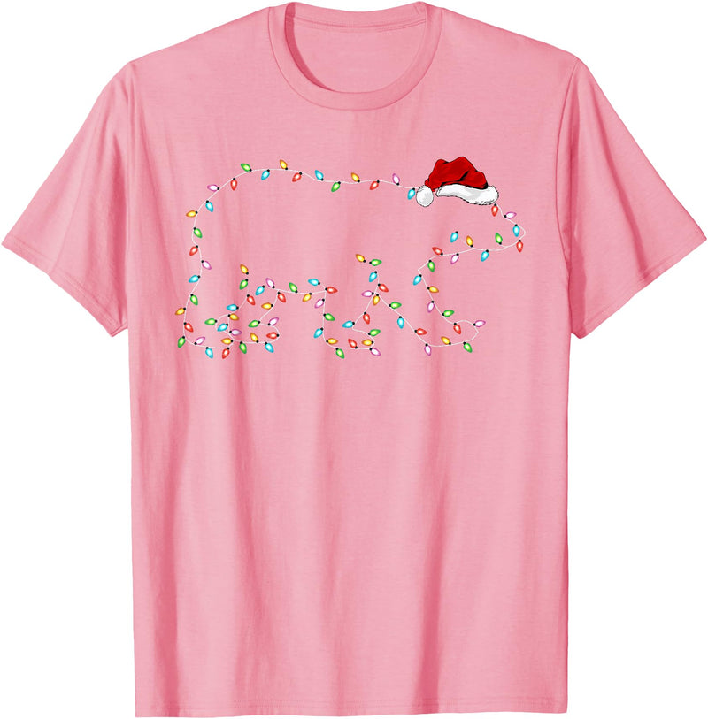 Xmas Lighting Polar Bear Christmas Gifts Polar Bear Xmas Lighting Santa Hat Polar Bear Christmas T-Shirt - Pink