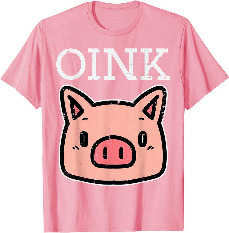 Pig Lover Shirts For Men Women Kids Oink Pig Face Cute Hog Head Girls Boys Kids Toddler Women T-Shirt - Pink
