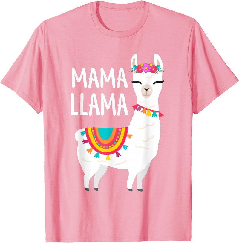 Birthday Llama Shirts Gift Mama Llama Funny Mother's Day Shirt Women Mom Birthday T-Shirt - Pink