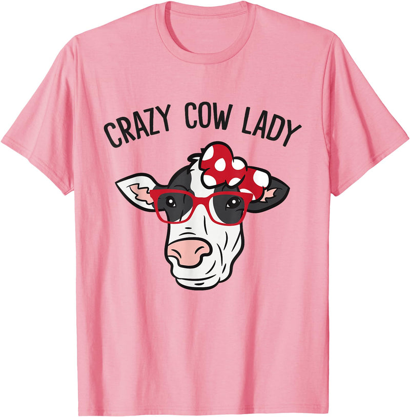 Funny Cow Lover Gifts Crazy Cow Lady T-Shirt - Pink