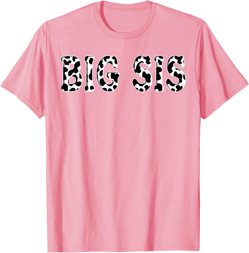 Cow Pattern Print Family Matching Birthday Apparel Cow Big Sis Birthday Family Matching Girl Boy Farm Birthday T-Shirt - Pink