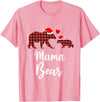 Cute Xmas Gifts Tartan Bear Cub Matching Costumes Mama Bear Buffalo Red Plaid Christmas Pajama Family Outfits T-Shirt - Pink