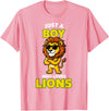 Lion King of the Jungle Safari Wildlife Zoo Gifts Cool Lion in Sunglasses Just A Boy Who Loves Lions T-Shirt - Pink