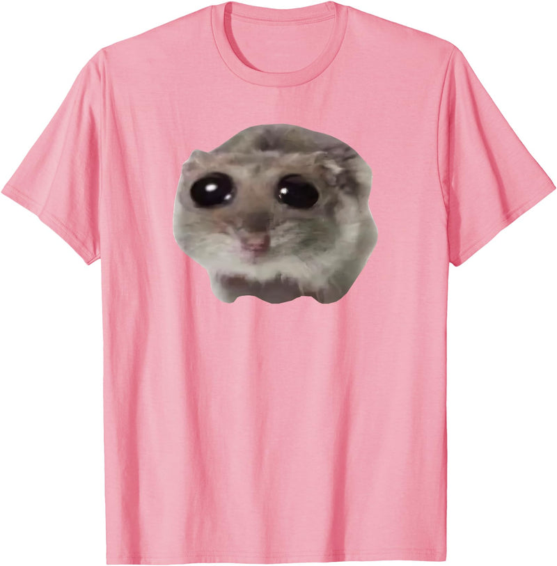 Sad Hamster Meme T-Shirt - Pink