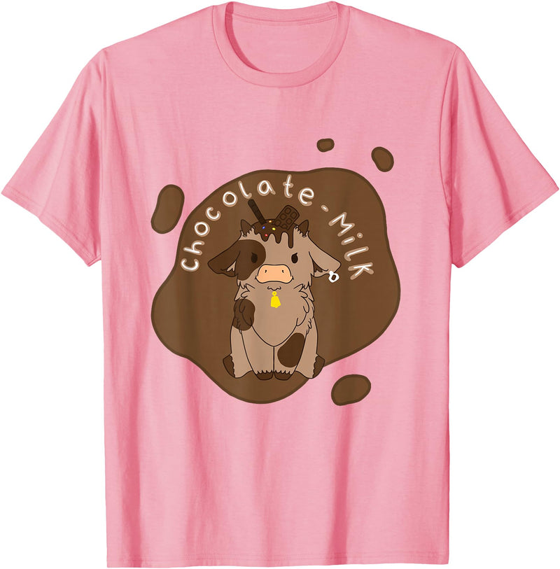 Cute Kawaii Merch Kawaii Chocolate Milk Cow T-Shirt - Pink
