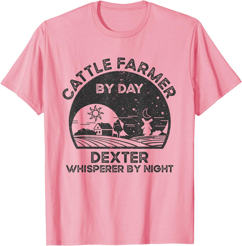 Funny Dexter Gift for Men, Women, Dad & Mom Cattle Farmer Whisperer Cow Rancher - Dexter T-Shirt - Pink