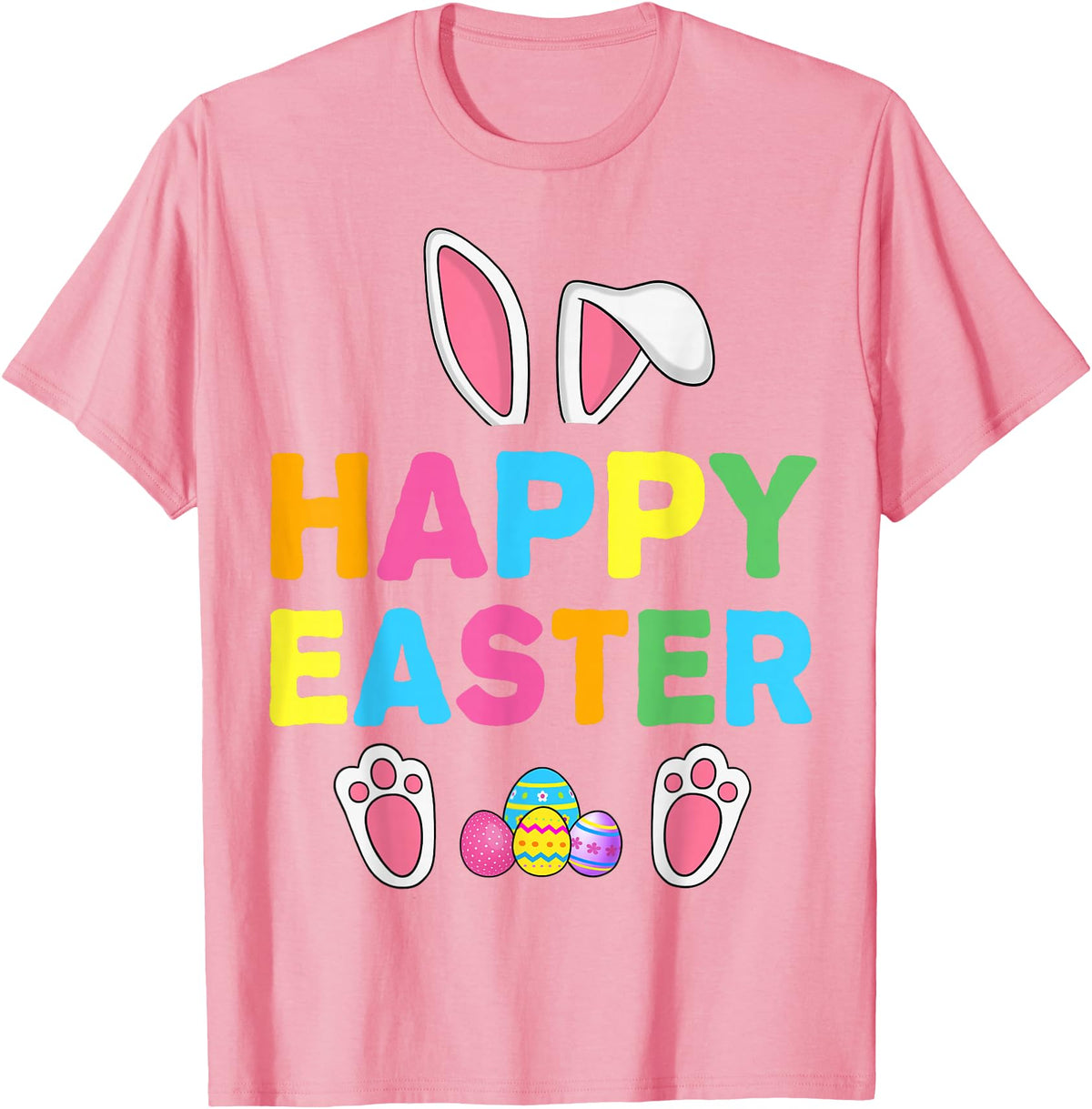 Happy Easter Bunny Rabbit Face Funny Easter Day Women Girls T-Shirt in Pink