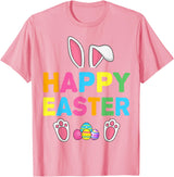 Happy Easter Bunny Rabbit Face Funny Easter Day Women Girls T-Shirt in Pink