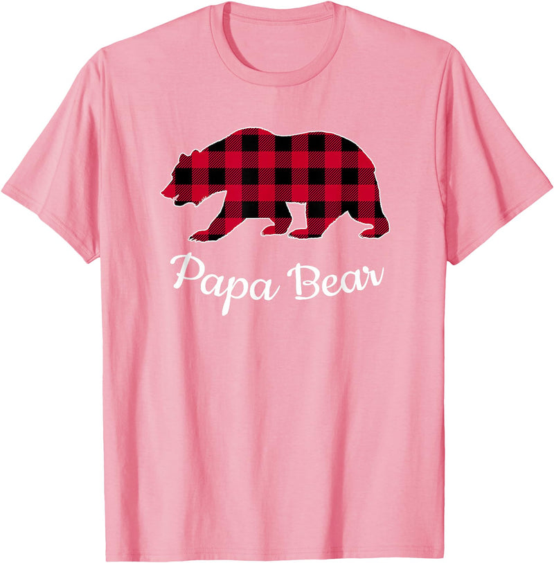 Papa & Mama Bear Outfit Papa Bear Pajama Red Buffalo Plaid T-Shirt - Pink