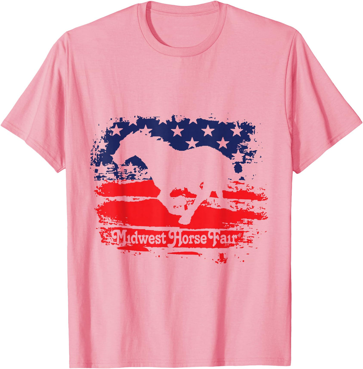 Midwest Horse Fair Red/White/Blue Flag T-Shirt - Pink