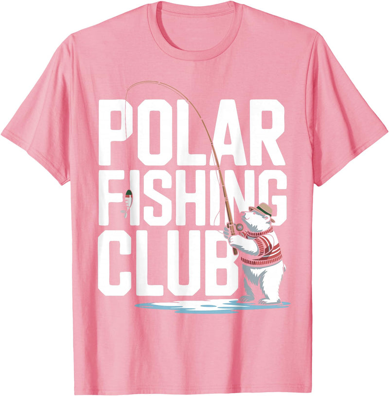 Ice Angler Gifts & Tees Ice Fisher Polar Bear Ice Fishing Club T-Shirt - Pink