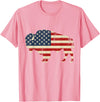 Bison American Buffalo Patriotic Heritage Lr Vintage Buffalo American Flag USA Bison Lover Wildlife T-Shirt - Pink