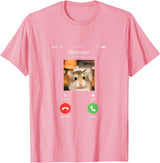 Hamster Calls Funny Phone for Hamster Owners, Animal Lovers T-Shirt - Pink