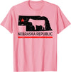 Treding T-Shirt Nebraska Republic T-Shirt Funny dairy Cow T-Shirt - Pink