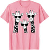 Giraffe Animal Sweet Graphic Giraffes Family with Sunglasses - Giraffe T-Shirt Small - Pink