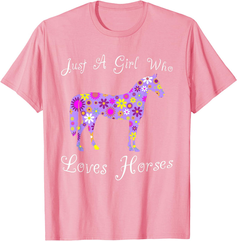 Cartba Horse Co. Fun Cute Just A Girl Who Loves Horses T-Shirt - Pink