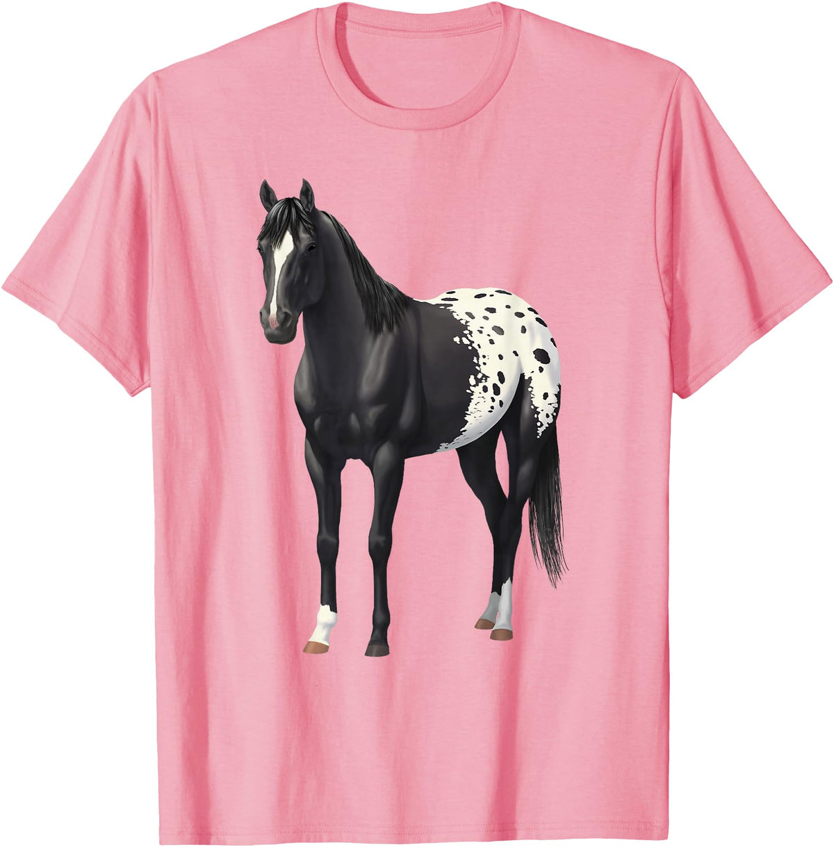 Horse Lover Art by CSForest Beautiful Black Blanket Appaloosa Horse Lover Gift T-Shirt - Pink