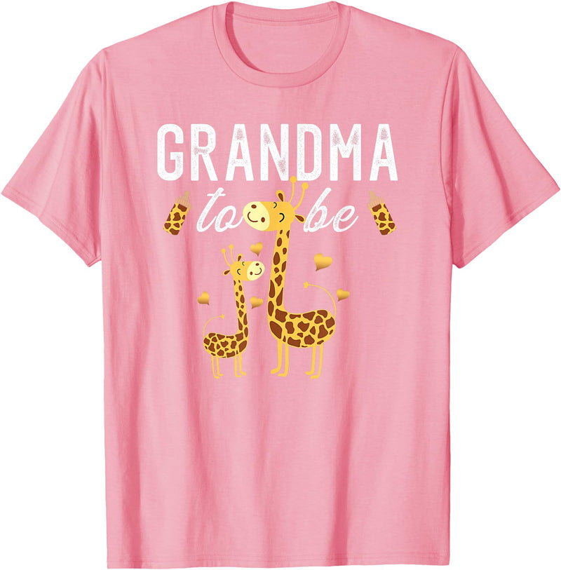 Giraffe Baby Shower Party Ideas For Grandma To Be Grandma To Be Giraffe Baby Shower Cute T-Shirt - Pink