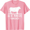 Funny Red Angus Farmer Gift for Cattle Lover Cow Breeder - Red Angus Rancher T-Shirt - Pink