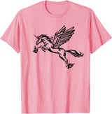 Mythical creature mythical animal unicorn with Alicorn winged unicorn pegasus horse wings mythical animal T-Shirt - Pink
