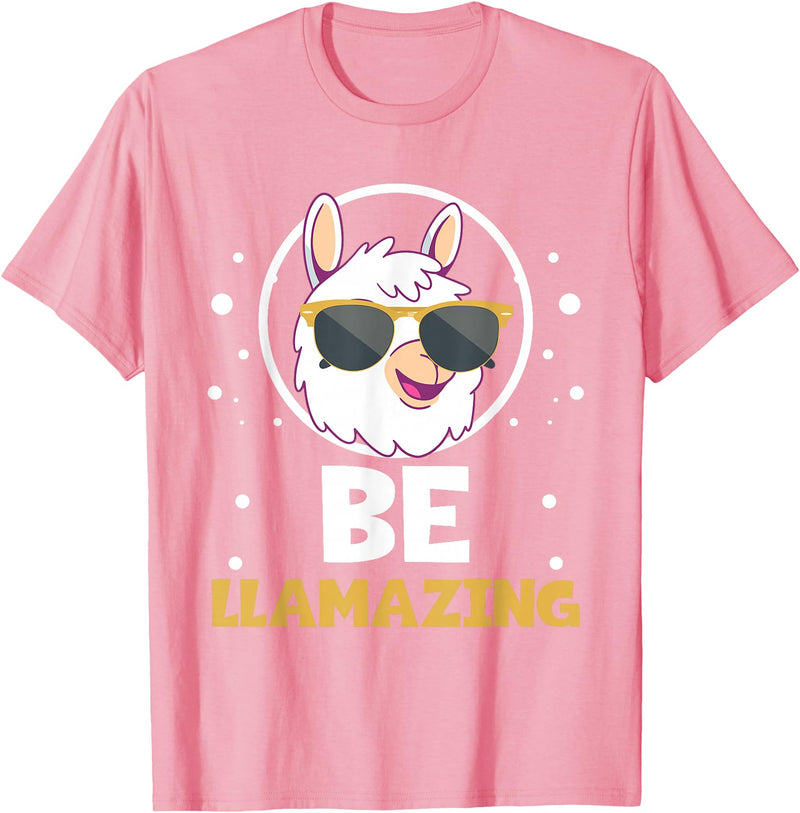 LLama Squad Shirts and Gifts Cute Amazing Llama Pun Be Llamazing Llama Lover T-Shirt - Pink