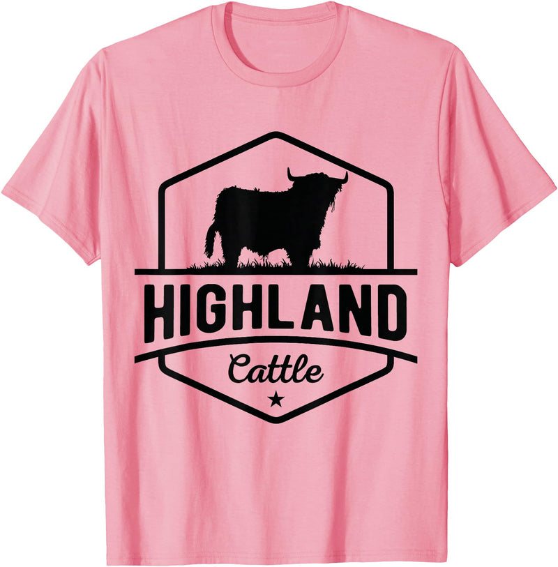 Farm Highland Cow Men Cattle Clothing Agriculture Scottish Highland Cow for Cattle Farmers T-Shirt - Pink