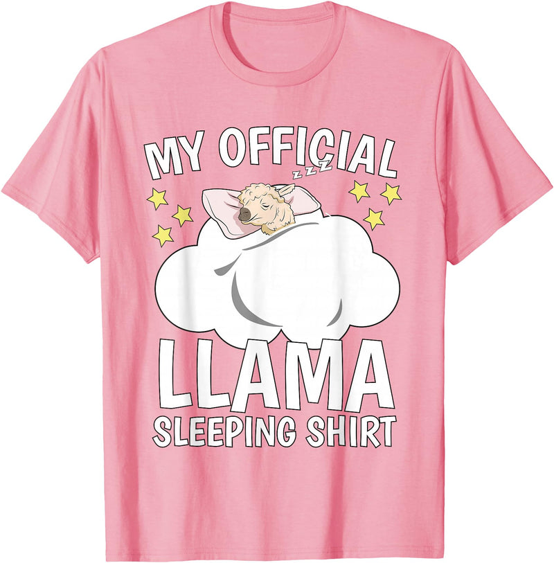Llama Sleeping Wear Kids, Women & Men Official Sleeping Shirt Sleep Shirt Pajama Naps PJ Llama T-Shirt - Pink