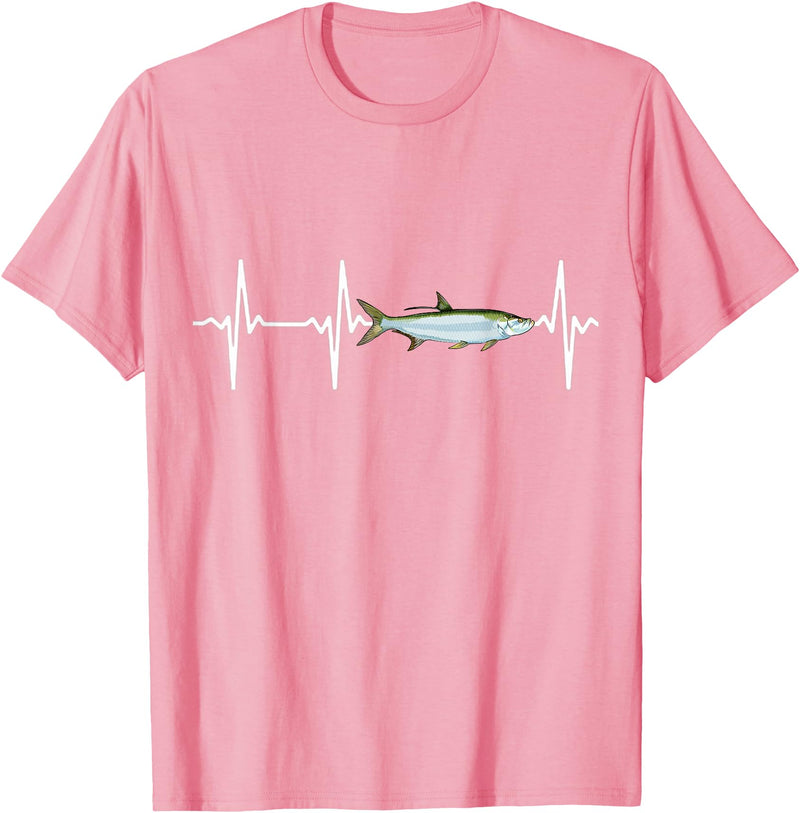 Tarpon Gift Co. Tarpon Heartbeat for Saltwater Fishing Lovers T-Shirt - Pink