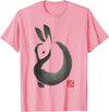 Cute Rabbit Lover Bunny Graphic T-Shirt (White) in Pink