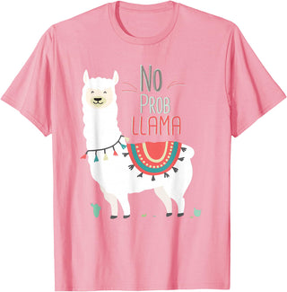 No Prob llama Shirt, No Problama Funny Lama Tee Lamaste T-Shirt - Pink