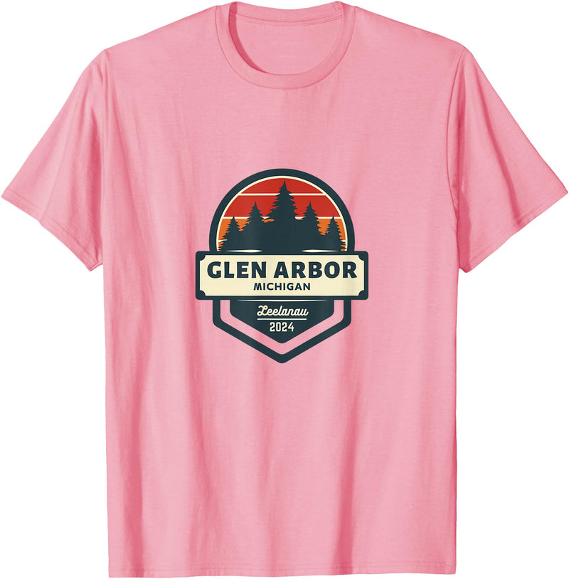 Glen Arbor, MI | Glen Lake Michigan | Sleeping Bear Dunes T-Shirt - Pink