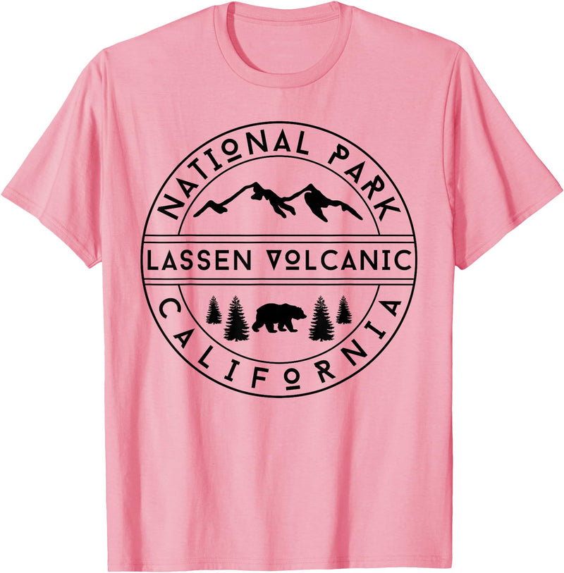 Lassen Volcanic National Park California USA Retro Lassen Volcanic National Park T-Shirt - Pink
