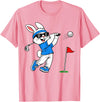 Bunny Playing Golf Golfing Rabbit Easter Sport Men Boys Kids T-Shirt in Pink