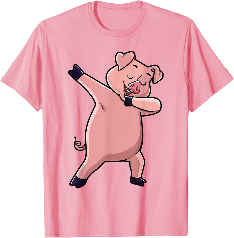 Cool Dabbing Animals Gift Shop Dabbing Pig Farm Animal Lover Farmer Men Women Kids T-Shirt - Pink