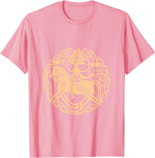 Thor Scandinavia Axe Celtic Raven Runes Norway Viking Symbols Horse Valhalla Scandinavia Raven Gift T-Shirt - Pink
