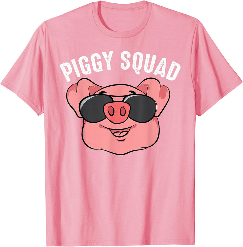 Cool Lucky Swine Fans Party Girl Boy Pork Team Art Piggy Squad | Cute Pig Farmer Animal Lovers Funny Farm Gift T-Shirt - Pink