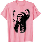 Three Horses Native American Indian Lakota Sioux Chief Three Horses Native American Lakota Sioux Wild West T-Shirt - Pink