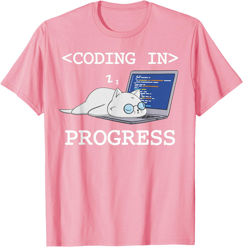 Programmer Software Engineering Gifts Funny Programming Cat Coding Coder Programmer Developer T-Shirt - Pink