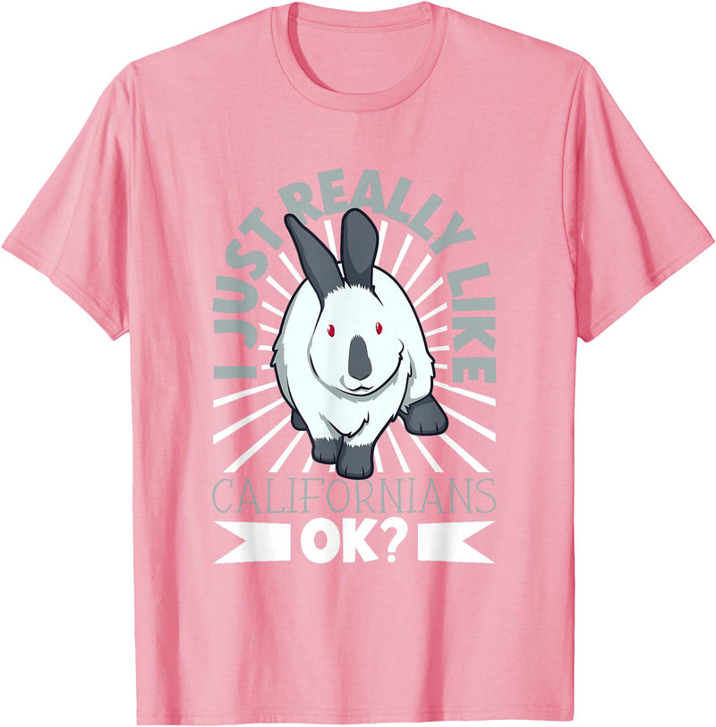 Rabbit Motif - California Rabbit T-Shirt in Pink