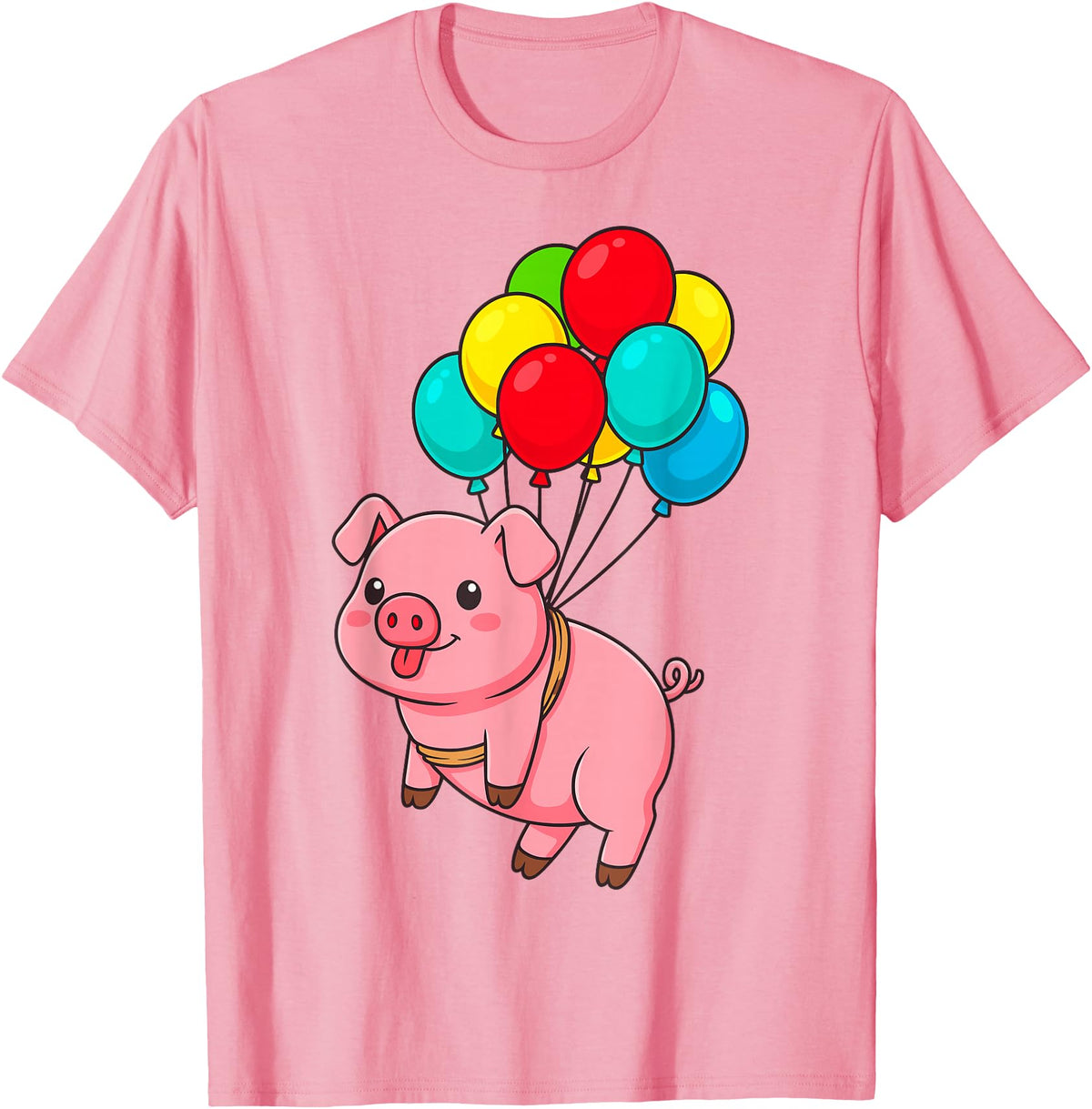 Uniquely Funny Pig Farmer Gifts Pig Flying with Balloons T-Shirt - Pink