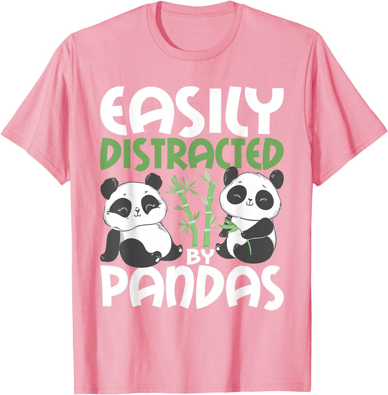 Panda Lover Shirts Easily Distracted By Pandas - Cute Kawaii Panda Bear T-Shirt - Pink