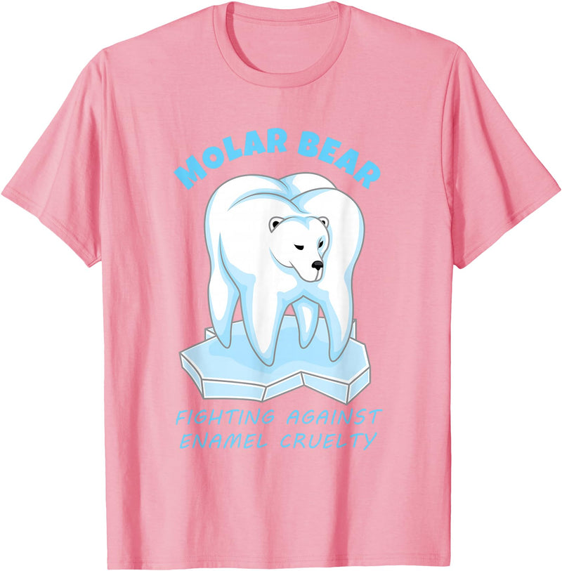 Polar Bear Tooth Tees Molar Bear - Funny Dental Polar Bear Pun T-Shirt T-Shirt - Pink
