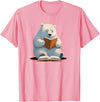 Book Lovers Polar Bear reading Books Cute Polar Bear is reading a Book, Reading Polar Bear T-Shirt - Pink