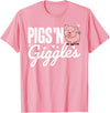 The Cute Pig Farming Apparel Co. Pigs 'n Giggles Funny Farm Pig Farmer Pigs Women Girls T-Shirt - Pink