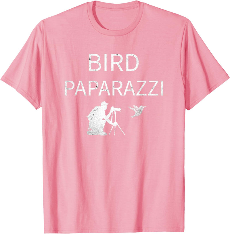 Birdwatching | Bird Photographer Gifts Unisex-Adults Black Short Sleeve T-Shirt Small Bird Photography T-Shirt - Pink