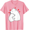 Mother's Day Clothing Gift Idea Cute Mama and Baby Polar Bear Cub Hugging Mothers Day T-Shirt - Pink