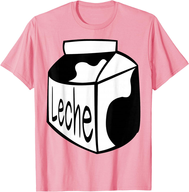 Clever Witty Milk Designs Leche Spanish Milk Carton Dairy Lover T-Shirt - Pink