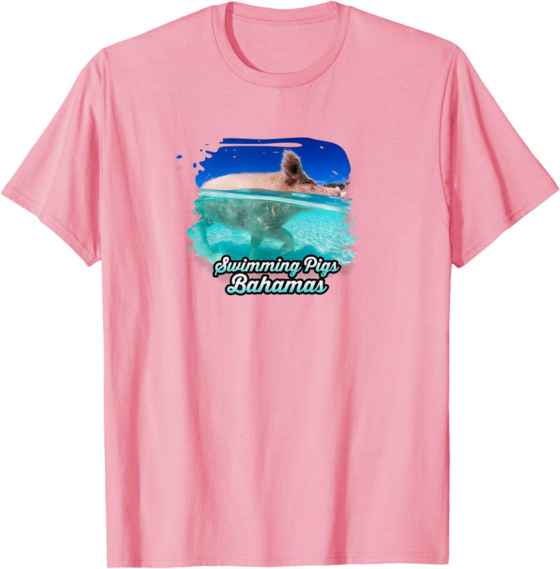 Swimming Pigs of Bahama Beach Swimming Pigs - Bahamas T-Shirt - Pink