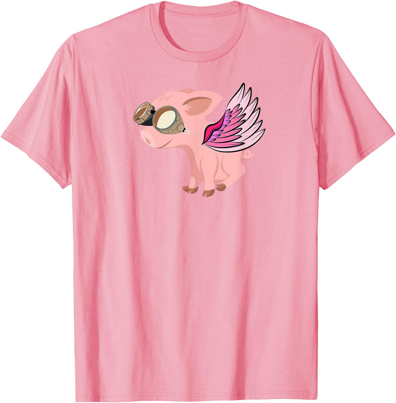 RWS235 When Pigs Fly, Flying Pig T-shirt T-Shirt - Pink